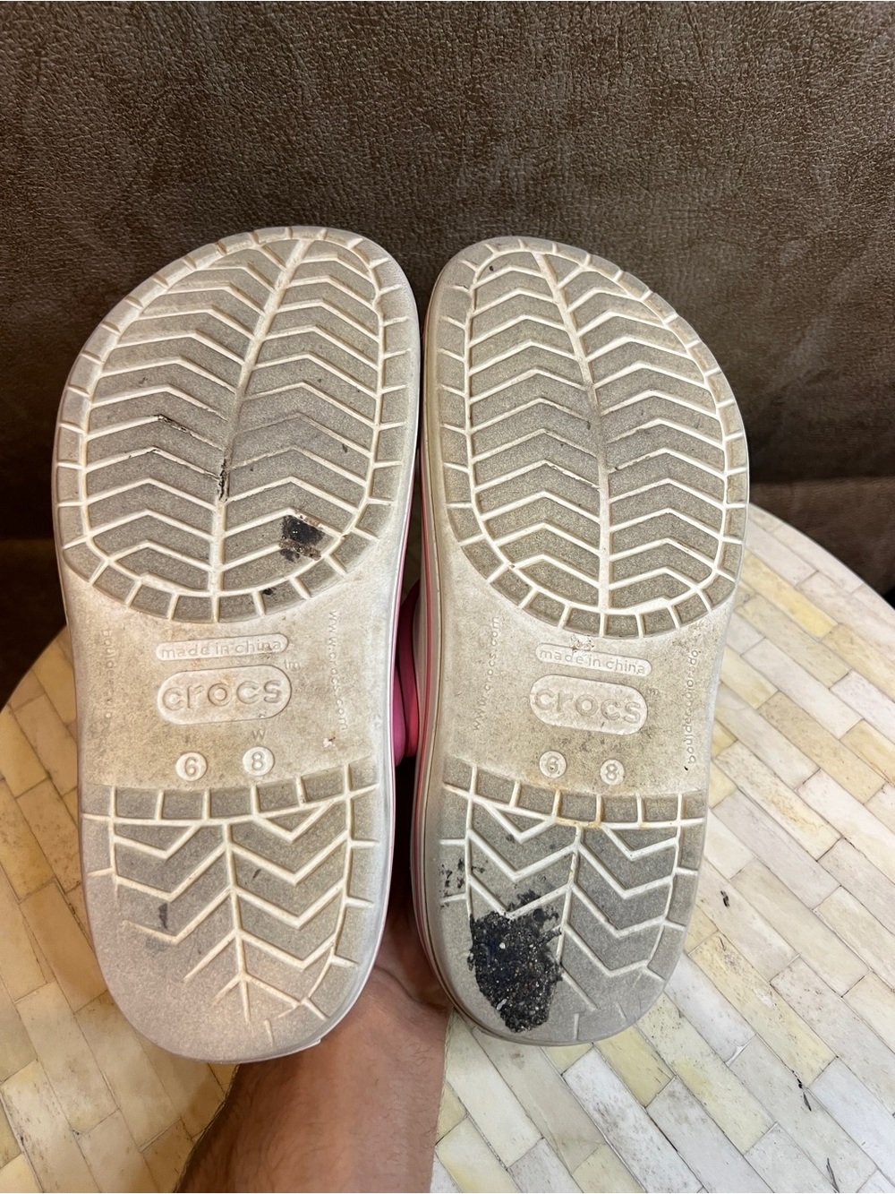 CROCS White Clog with Pink Strap and Trim - Picture 5 of 5
